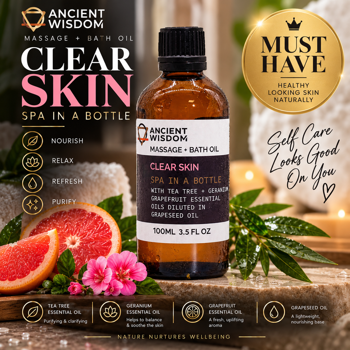 Clear Skin Massage Oil - 100ml